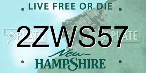 2ZWS57 New Hampshire License Plate