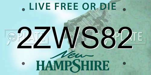 2ZWS82 New Hampshire License Plate