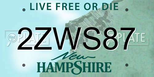 2ZWS87 New Hampshire License Plate