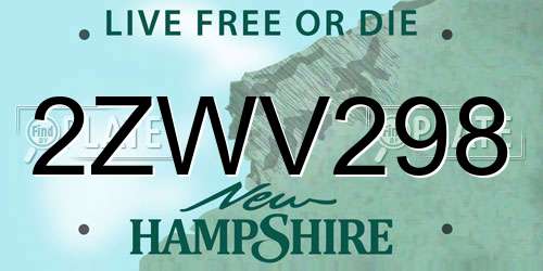 2ZWV298 New Hampshire License Plate