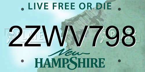 2ZWV798 New Hampshire License Plate