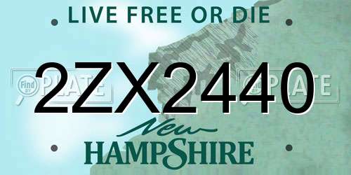 2ZX2440 New Hampshire License Plate