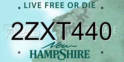 2ZXT440 New Hampshire License Plate