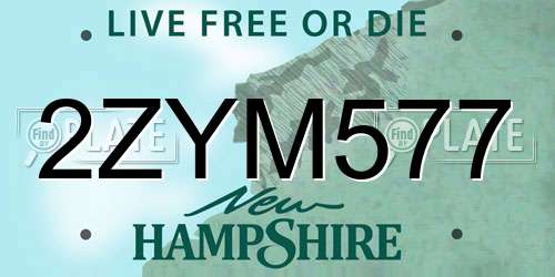 2ZYM577 New Hampshire License Plate