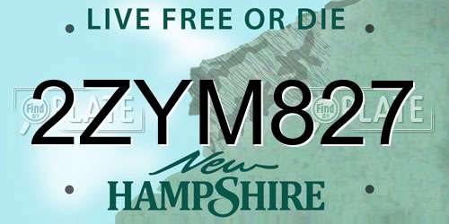2ZYM827 New Hampshire License Plate