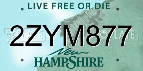 2ZYM877 New Hampshire License Plate