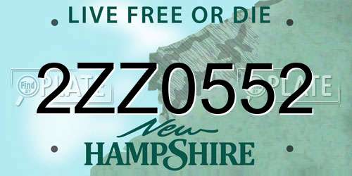 2ZZ0552 New Hampshire License Plate