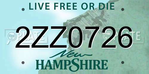 2ZZ0726 New Hampshire License Plate