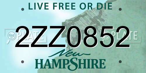 2ZZ0852 New Hampshire License Plate