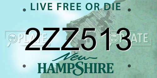 2ZZ513 New Hampshire License Plate