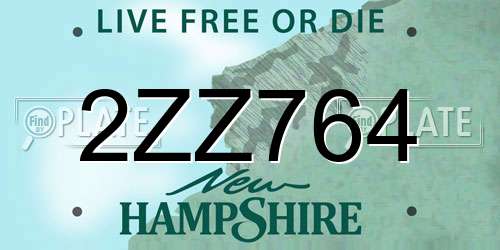 2ZZ764 New Hampshire License Plate