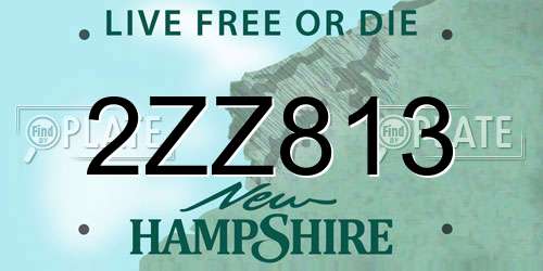 2ZZ813 New Hampshire License Plate