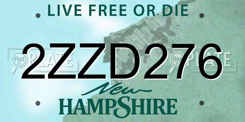 2ZZD276 New Hampshire License Plate