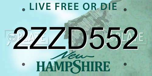 2ZZD552 New Hampshire License Plate