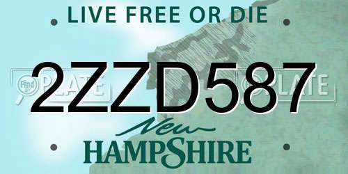 2ZZD587 New Hampshire License Plate