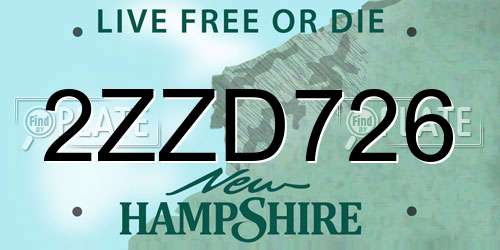2ZZD726 New Hampshire License Plate