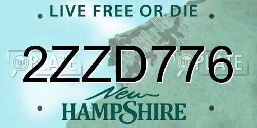 2ZZD776 New Hampshire License Plate