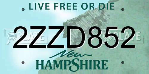 2ZZD852 New Hampshire License Plate