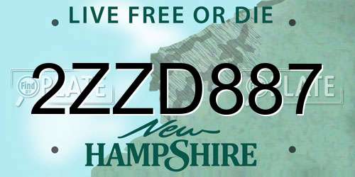 2ZZD887 New Hampshire License Plate