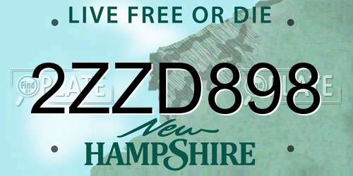 2ZZD898 New Hampshire License Plate