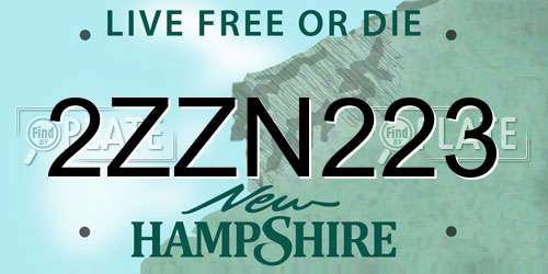 2ZZN223 New Hampshire License Plate