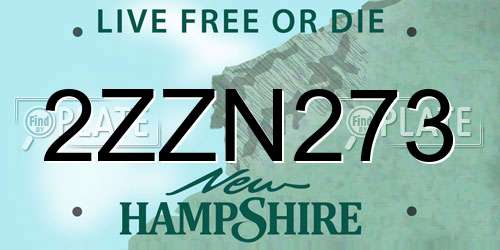 2ZZN273 New Hampshire License Plate