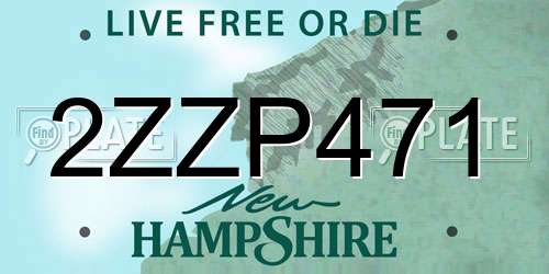 2ZZP471 New Hampshire License Plate