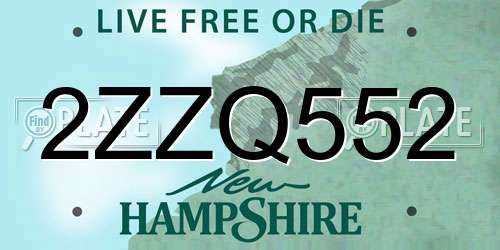 2ZZQ552 New Hampshire License Plate