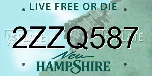2ZZQ587 New Hampshire License Plate