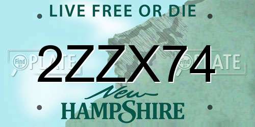 2ZZX74 New Hampshire License Plate