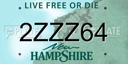 2ZZZ64 New Hampshire License Plate