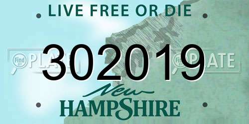 302019 New Hampshire License Plate
