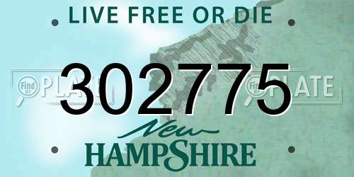 302775 New Hampshire License Plate