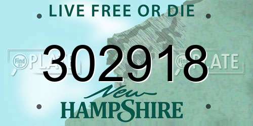 302918 New Hampshire License Plate