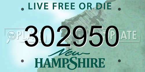 302950 New Hampshire License Plate