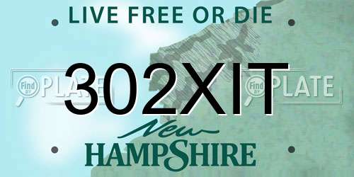 302XIT New Hampshire License Plate