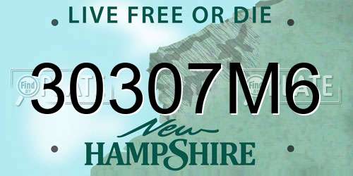 30307M6 New Hampshire License Plate