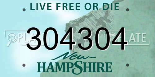 304304 New Hampshire License Plate