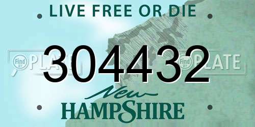 304432 New Hampshire License Plate