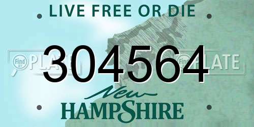 304564 New Hampshire License Plate