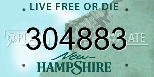 304883 New Hampshire License Plate
