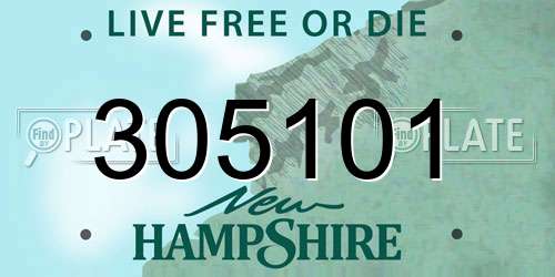 305101 New Hampshire License Plate