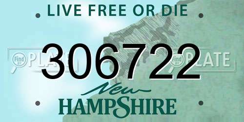306722 New Hampshire License Plate