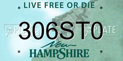 306ST0 New Hampshire License Plate