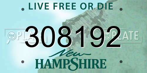 308192 New Hampshire License Plate