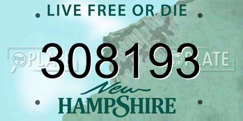 308193 New Hampshire License Plate