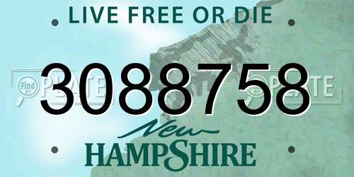 3088758 New Hampshire License Plate
