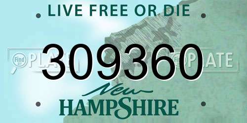 309360 New Hampshire License Plate