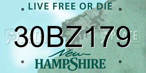 30BZ179 New Hampshire License Plate