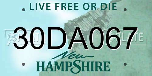 30DA067 New Hampshire License Plate